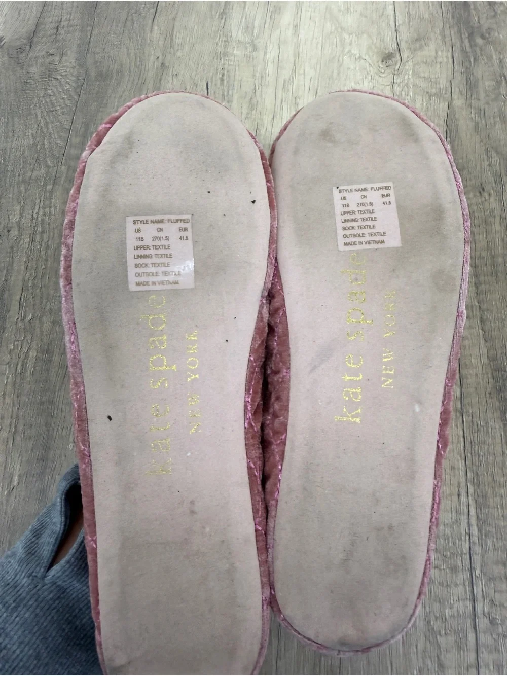 Kate Spade Pink Quilted Velvet Pom Pom Ballet slipper size 10